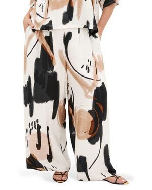 City Chic Alexi Print Wide Leg Pants - White