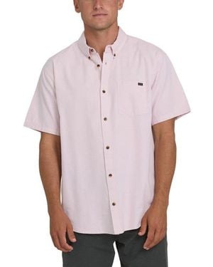 Billabong All Day Short Sleeve Slub Cotton Blend Button-Down Shirt - Red