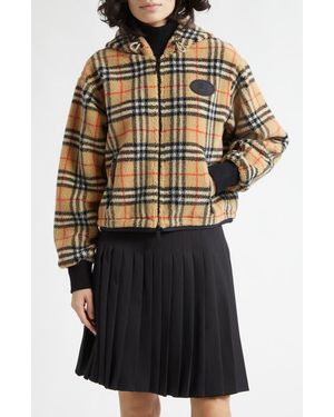 Burberry Fiona Check Fleece Crop Jacket - Multicolor