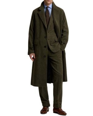 Ralph Lauren Wool & Silk Blend Tick Weave Topcoat - Black