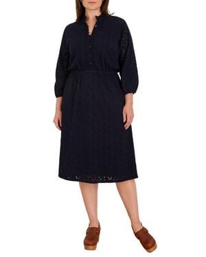 NIC+ZOE High Tea Knit Eyelet Midi Dress - Blue