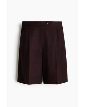 H&M Linen-Blend Bermuda Shorts - White