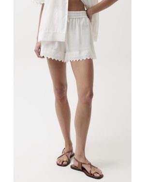 Pistola Meiya Lace Trim Cotton & Silk Shorts - White