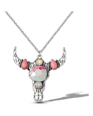 Jessica Simpson Bull Skull Pendant Necklace - Pink