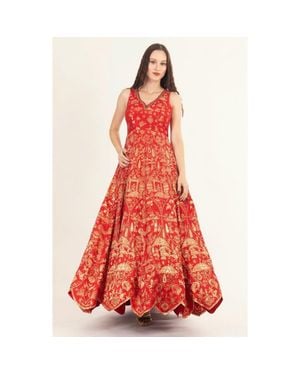 Ras Azalea Jacquard Silk Gown - Red