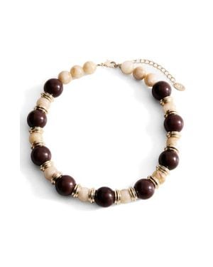 Mango Mixed Bead Necklace - Brown