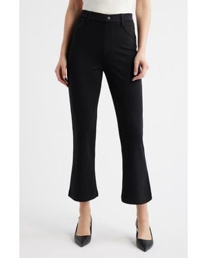 Hue Double Soft Jersey Pull-On Kick Flare Pants - Black