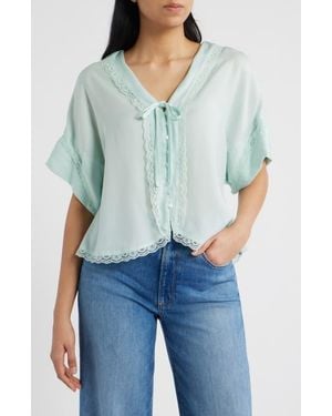 Wit & Wisdom Lace Trim Dolman Sleeve Top - Blue