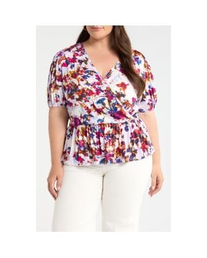 Loveappella Surplice Peplum Top - Red