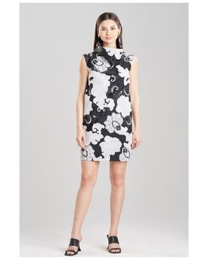 Natori Cressida Applique Funnel Shift Dress - Black