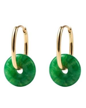 seree Quartzite Double Hoop Dangle Earrings - Green