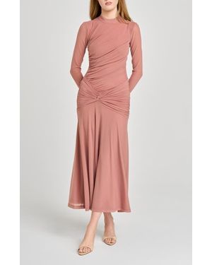 Wayf Selene Ruched Long Sleeve Dress - Pink