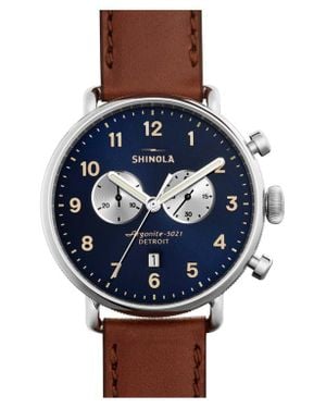 Shinola The Canfield Chrono Leather Strap Watch, 43Mm - Blue