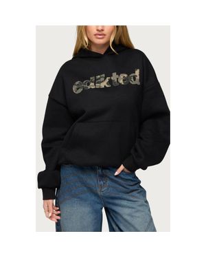 Edikted Camo Cutie Oversize Hoodie - Black