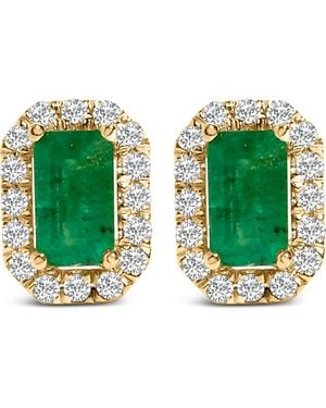 Haus of Brilliance 14K Emerald And 1/8 Ct Diamond Halo Octagonal Stud Earrings - Green