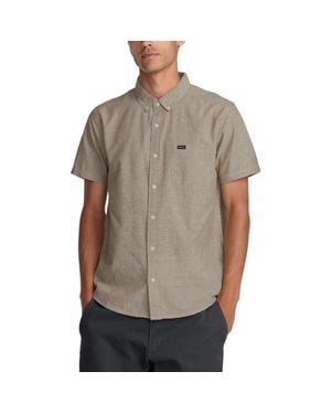 RVCA That'Ll Do Slim Fit Solid Short Sleeve Cotton Button-Down Shirt - Gray