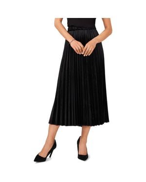 Halogen® Pleated Velvet Midi Skirt - Black
