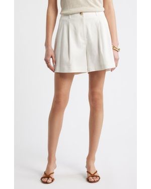 Nordstrom Pleated Linen Blend Shorts - White