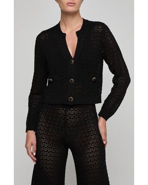 L'Agence Orla Stripe Pointelle Cardigan - Black