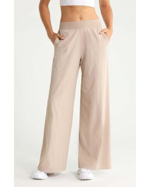 Zella Atlas Elastic Waist Wide Leg Pants - Natural
