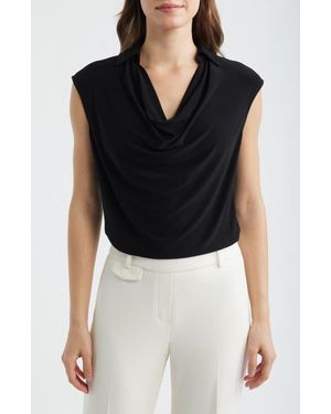 Anne Klein Cowl Neck Extended Shoulder Top - Black