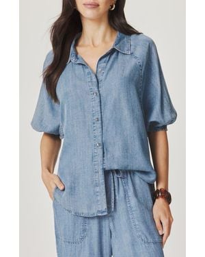 Splendid Talia Puff Sleeve Denim Shirt - Blue