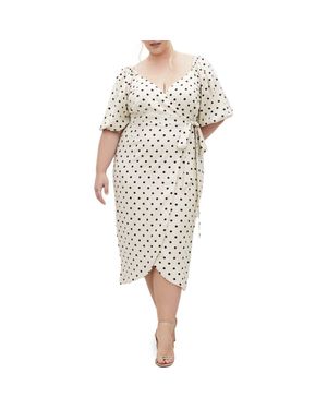 City Chic Claudine Faux Wrap Chiffon Midi Dress - White
