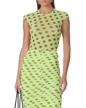 AFRM Nina Crewneck Cap Sleeve Mesh Top - Green