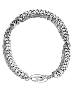 DIESEL Oval D Toggle Chain Necklace - Metallic