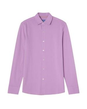 Robert Talbott Foster Long Sleeve Pique Knit Shirt - Purple