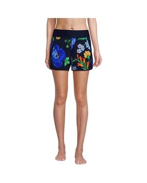 Lands' End 3 Quick Dry Elastic Waist Board Shorts Swim Cover-Up Shorts With Panty - Blue