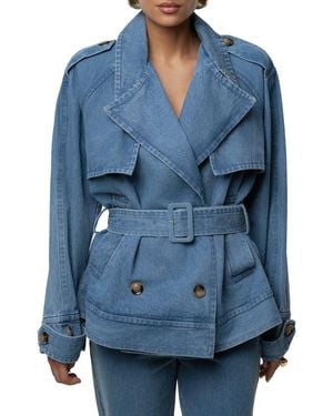 JLUXLABEL Double Breasted Denim Jacket - Blue
