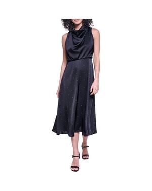 KARL LAGERFELD Printed Matte Satin Midi Dress - Blue