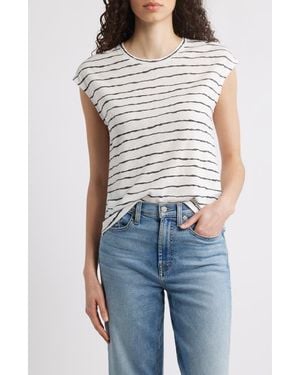 Wit & Wisdom Stripe Linen Blend T-Shirt - Blue