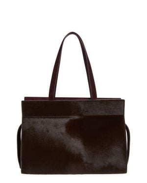 KHAITE Crosby Genuine Calf Hair Tote - Brown