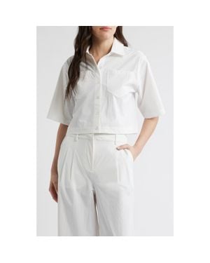 Bernardo Crop Button-Up Shirt - White