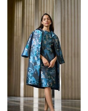 Ming Wang Abstract Jacquard Woven Topper - Blue