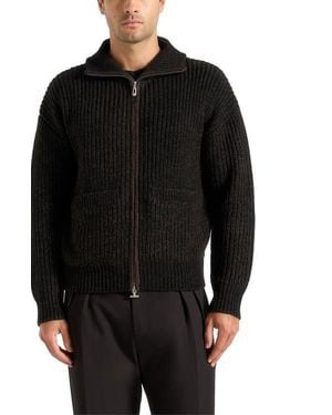 Manière De Voir Jamie Speckled Wool Zip Through Jacket - Black