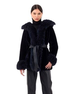 Gorski Reversible Shearling Lamb Jacket - Blue