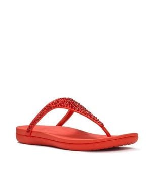 Fitflop Solay Mixed-Crystal Toe-Post Sandals - Red