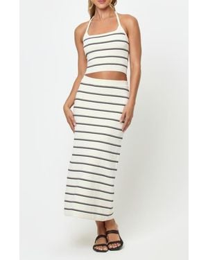 LSPACE Positano Stripe Halter Rib Crop Cover-Up Top - Multicolor