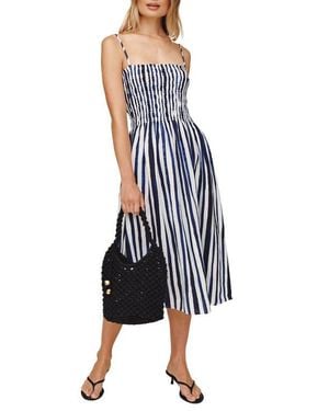 Bella Dahl Smocked Linen Midi Dress - Blue