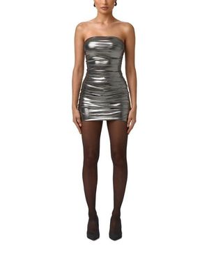 Naked Wardrobe Mirror Metallic Strapless Body-Con Minidress - Black