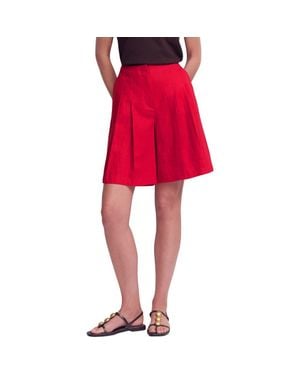 Boden Highbury Pleated Cotton Shorts - Red