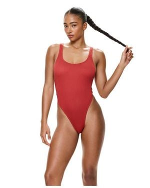 Gottex Tubular High Leg Ring Detail One Piece - Red
