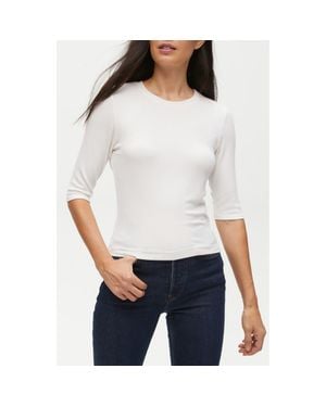 Michael Stars Maeve Elbow Sleeve Rib T-Shirt - White