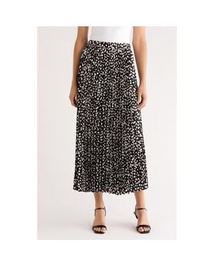 Halogen® Pleated Polka Dot Elastic Waist Skirt - Black