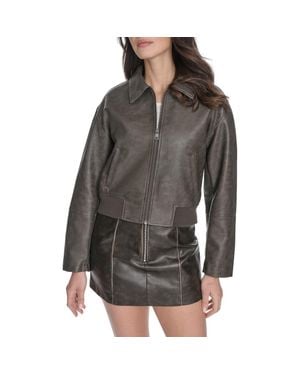 Levi's Faux Leather Bomber With Laydown Collar - Gray