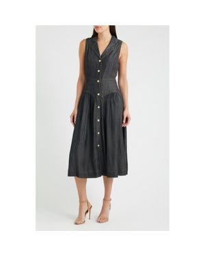 Tahari The Madison Denim Midi Dress - Black