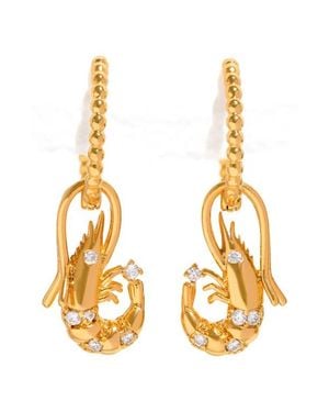Girls Crew Shrimp Dangle Huggie Hoop Earrings - Metallic